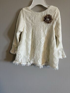 Nannette Baby Toddler Girls Off-White Lace Formal Dress size 24 Months